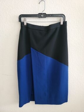 BCBGMaxAzria Black and Royal Blue Colorblock Pencil Skirt
